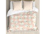 Abakuhaus Set Copripiumino Per Letti Singoli, Jasminum Sambac Naive Natur, Antiacaro, Adatto A Chi Soffre Di Allergie, Con Federa, 155 Cm X 220 Cm - 80 X 80 Cm, Verde Pesca Chiaro