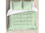 Abakuhaus Set Copripiumino Per Letti Singoli, Rami Stilizzati, Antiacaro, Adatto A Chi Soffre Di Allergie, Con Federa, 155 Cm X 220 Cm - 80 X 80 Cm, Verde Felce E Bianco