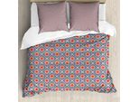 Abakuhaus Set Copripiumino Astratto Per Letti Singoli, Motivi Floreali Intrecciati, Antiacaro, Adatto A Chi Soffre Di Allergie, Con Federa, 200 Cm X 200 Cm - 80 X 80 Cm, Salmone Blu Grigio