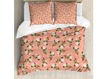 Abakuhaus Set Copripiumino Per Letti Singoli, Motivo Floreale Con Bouquet Di Rose, Antiacaro E Anallergico, Con Federa, 200 Cm X 200 Cm - 80 X 80 Cm, Rosa, Verde Oliva, Pesca