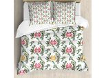 Abakuhaus Set Copripiumino Per Letto Singolo, Motivo Floreale, Antiacaro, Adatto A Chi Soffre Di Allergie, Con Federa, 155 Cm X 220 Cm - 80 X 80 Cm, Multicolore