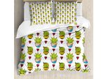 Abakuhaus Set Copripiumino Per Letto Singolo, Succulente Colorate In Vaso, Antiacaro, Adatto A Chi Soffre Di Allergie, Con Federa, 200 Cm X 200 Cm - 80 X 80 Cm, Multicolore