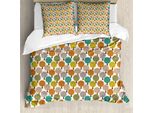 Abakuhaus Set Copripiumino Per Letti Singoli, Motivo Foglie E Flora Boschiva, Antiacaro, Adatto A Chi Soffre Di Allergie, Con Federa, 155 Cm X 220 Cm - 80 X 80 Cm, Senape E Multicolore