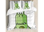Abakuhaus Set Copripiumino Extraterrestre Per Letti Singoli, Single Monster Sharp Teeth, Antiacaro, Adatto A Chi Soffre Di Allergie, Con Federa, 200 Cm X 200 Cm - 80 X 80 Cm, Verde Lime Salvia