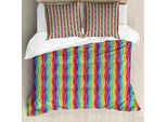 Set Copripiumino Abakuhaus Rainbow Per Letti Singoli, Strudel Vertical Waves Kunst, Antiacaro, Adatto A Chi Soffre Di Allergie, Con Federa, 155 Cm X 220 Cm - 80 X 80 Cm, Multicolore