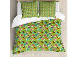 Abakuhaus Set Copripiumino Per Letto Singolo, Cupcake Colorati, Antiacaro, Adatto A Chi Soffre Di Allergie, Con Federa, 200 Cm X 200 Cm - 80 X 80 Cm, Verde Lime Multicolore
