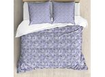 Abakuhaus Set Copripiumino Per Letti Singoli, Phlox Divaricata E Foglie, Antiacaro, Adatto A Chi Soffre Di Allergie, Con Federa, 200 Cm X 200 Cm - 80 X 80 Cm, Blu Lavanda-Bianco