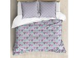 Abakuhaus Set Copripiumino Per Letti Singoli, Motivi Romantici A Cuori, Antiacaro E Anallergico, Con Federa, 155 Cm X 220 Cm - 80 X 80 Cm, Malva Multicolore