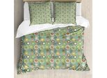 Abakuhaus Set Copripiumino Geometrico Per Letti Singoli, Cuori E Pois Astratti, Antiacaro E Anallergico Con Federa, 155 Cm X 220 Cm - 80 X 80 Cm, Multicolore