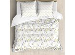 Abakuhaus Set Copripiumino Per Letti Singoli, Semplici Tonalità Primaverili Floreali, Antiacaro, Adatto A Chi Soffre Di Allergie, Con Federa, 155 Cm X 220 Cm - 80 X 80 Cm, Malva Chiaro, Terra, Giallo