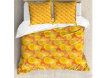 Abakuhaus Set Copripiumino Per Letti Singoli, Stile Retrò Con Motivo Floreale, Antiacaro E Anallergico, Con Federa, 155 Cm X 220 Cm - 80 X 80 Cm, Giallo Pesca Chiaro