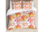 Abakuhaus Set Copripiumino Per Letti Singoli, Grafica Acquerello Roses, Antiacaro, Adatto A Chi Soffre Di Allergie, Con Federa, 155 Cm X 220 Cm - 80 X 80 Cm, Arancione Corallo Bianco