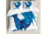Abakuhaus Set Copripiumino Per Letti Singoli, Creature Selvagge Con Ali, Antiacaro, Adatto A Chi Soffre Di Allergie, Con Federa, 200 Cm X 200 Cm - 80 X 80 Cm, Blu Corallo Scuro