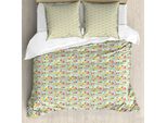 Set Copripiumino Estivo Abakuhaus Per Letti Singoli, Fresco E Fruttato, Antiacaro, Adatto A Chi Soffre Di Allergie, Con Federa, 155 Cm X 220 Cm - 80 X 80 Cm, Verde Mandorla Multicolore