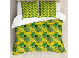 Abakuhaus Set Copripiumino Geometrico Per Letti Singoli, Cerchio Naturale Moderno, Antiacaro, Adatto A Chi Soffre Di Allergie, Con Federa, 155 Cm X 220 Cm - 80 X 80 Cm, Verde Senape