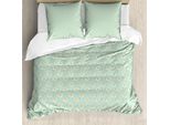 Abakuhaus Set Copripiumino Per Letti Singoli, Tonalità Pastello Con Motivi Floreali, Antiacaro, Adatto A Chi Soffre Di Allergie, Con Federa, 155 Cm X 220 Cm - 80 X 80 Cm, Verde Menta E Giallo Pallido