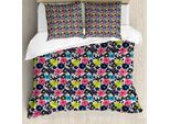 Abakuhaus Set Copripiumino Per Letti Singoli, Motivo Floreale Grunge Astratto, Antiacaro E Anallergico, Con Federa, 200 Cm X 200 Cm - 80 X 80 Cm, Color Guscio D'uovo E Multicolore