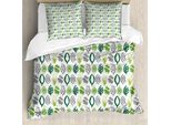 Abakuhaus Set Copripiumino Per Letti Singoli, Pennellate Di Foglie, Antiacaro, Adatto A Chi Soffre Di Allergie, Con Federa, 155 Cm X 220 Cm - 80 X 80 Cm, Multicolore
