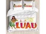 Set Copripiumino Abakuhaus Luau Per Letti Singoli, Ballerina Hula Con Ukulele, Antiacaro, Adatto A Chi Soffre Di Allergie, Con Federa, 200 Cm X 200 Cm - 80 X 80 Cm, Multicolore
