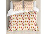 Abakuhaus Set Copripiumino Per Letti Singoli, Motivo Astratto Con Foglie Autunnali, Antiacaro E Anallergico, Con Federa, 155 Cm X 220 Cm - 80 X 80 Cm, Avorio E Multicolore
