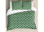 Abakuhaus Set Copripiumino Astratto Per Letti Singoli, Geometria Lineare, Antiacaro, Adatto A Chi Soffre Di Allergie, Con Federa, 155 Cm X 220 Cm - 80 X 80 Cm, Verde Giada-Verde Chiaro