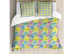 Abakuhaus Set Copripiumino Per Letto Singolo, Fiori E Foglie Acquerellati, Antiacaro, Adatto A Chi Soffre Di Allergie, Con Federa, 200 Cm X 200 Cm - 80 X 80 Cm, Multicolore