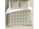 Abakuhaus Set Copripiumino Per Letti Singoli, Fiori Colorati Dettagliati, Antiacaro, Adatto A Chi Soffre Di Allergie, Con Federa, 155 Cm X 220 Cm - 80 X 80 Cm, Guscio D'uovo E Multicolore