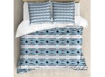 Abakuhaus Set Copripiumino Tribale Per Letti Singoli, Motivo Geometrico, Antiacaro, Adatto A Chi Soffre Di Allergie, Con Federa, 200 Cm X 200 Cm - 80 X 80 Cm, Blu Mare Grigio Carbone