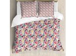 Set Copripiumino Retrò Abakuhaus Per Letti Singoli, Motivi Cocktail Vintage, Antiacaro, Adatto A Chi Soffre Di Allergie, Con Federa, 155 Cm X 220 Cm - 80 X 80 Cm, Multicolore