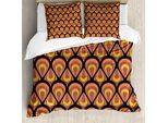 Abakuhaus Set Copripiumino Astratto Per Letti Singoli, Dettagli Geometrici Vintage, Antiacaro E Anallergico Con Federa, 200 Cm X 200 Cm - 80 X 80 Cm, Multicolore