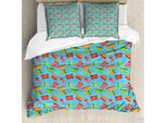 Abakuhaus Set Copripiumino Per Letto Singolo, Regali Colorati, Antiacaro, Adatto A Chi Soffre Di Allergie, Con Federa, 155 Cm X 220 Cm - 80 X 80 Cm, Blu Cielo Profondo Multicolore