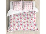 Set Copripiumino Abakuhaus Per Letti Singoli, Vista Dall'alto Fiori Colorati, Antiacaro, Adatto A Chi Soffre Di Allergie, Con Federa, 200 Cm X 200 Cm - 80 X 80 Cm, Multicolore