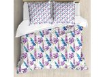 Abakuhaus Set Copripiumino Per Letti Singoli, Motivo Floreale Nei Toni Del Viola, Antiacaro, Adatto A Chi Soffre Di Allergie, Con Federa, 200 Cm X 200 Cm - 80 X 80 Cm, Blu Scuro Fucsia
