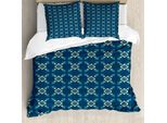 Abakuhaus Set Copripiumino Geometrico Per Letti Singoli, Motivo Geometrico Moderno, Antiacaro, Adatto A Chi Soffre Di Allergie, Con Federa, 200 Cm X 200 Cm - 80 X 80 Cm, Blu Cielo Scuro Verde Chiaro
