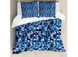 Abakuhaus Set Copripiumino Astratto Per Letti Singoli, Intrecciato Round Elements, Antiacaro, Adatto A Chi Soffre Di Allergie, Con Federa, 200 Cm X 200 Cm - 80 X 80 Cm, Blu Notte Azzurro