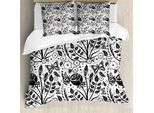 Set Copripiumino Abakuhaus Per Letti Singoli, Farfalla Monocromatica Rosa, Antiacaro, Adatto A Chi Soffre Di Allergie, Con Federa, 155 Cm X 220 Cm - 80 X 80 Cm, Grigio Antracite E Bianco