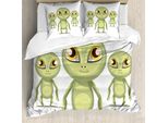 Abakuhaus Set Copripiumino Extraterrestre Per Letti Singoli, Big Eyed Extraterrestrial, Antiacaro, Adatto A Chi Soffre Di Allergie, Con Federa, 200 Cm X 200 Cm - 80 X 80 Cm, Verde Avocado Senape
