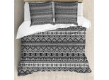 Abakuhaus Set Copripiumino Geometrico Per Letti Singoli, Forme Monotone A Zigzag, Antiacaro, Adatto A Chi Soffre Di Allergie, Con Federa, 200 Cm X 200 Cm - 80 X 80 Cm, Grigio Antracite E Bianco