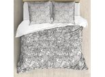 Abakuhaus Set Copripiumino Per Letti Singoli, Fiori A Strisce Disegnati A Mano, Antiacaro, Adatto A Chi Soffre Di Allergie, Con Federa, 155 Cm X 220 Cm - 80 X 80 Cm, Grigio Antracite Bianco
