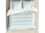 Set Copripiumino Abakuhaus Marine Per Letti Singoli, Tonalità Pastello Nautiche, Antiacaro, Adatto A Chi Soffre Di Allergie, Con Federa, 200 Cm X 200 Cm - 80 X 80 Cm, Pale Seafoam E Bianco