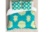 Abakuhaus Set Copripiumino Per Letto Singolo, Motivo Floreale, Antiacaro, Adatto A Chi Soffre Di Allergie, Con Federa, 155 Cm X 220 Cm - 80 X 80 Cm, Giallo, Scuro, Verde Acqua