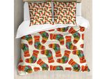 Abakuhaus Set Copripiumino Etnico Per Letti Singoli, Calze Di Natale Lavorate A Maglia, Antiacaro E Anallergico Con Federa, 200 Cm X 200 Cm - 80 X 80 Cm, Guscio D'uovo E Multicolore