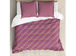 Abakuhaus Set Copripiumino Per Letto Singolo, Blooming 4 Petal Flowers, Antiacaro, Adatto A Chi Soffre Di Allergie, Con Federa, 200 Cm X 200 Cm - 80 X 80 Cm, Viola Multicolore