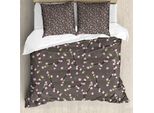 Abakuhaus Set Copripiumino Per Letti Singoli, Rami Fioriti, Antiacaro, Adatto A Chi Soffre Di Allergie, Con Federa, 155 Cm X 220 Cm - 80 X 80 Cm, Grigio Talpa Multicolore