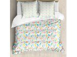 Abakuhaus Set Copripiumino Primaverile Per Letti Singoli, Pois Pastello E Motivo Floreale, Antiacaro E Anallergico, Con Federa, 155 Cm X 220 Cm - 80 X 80 Cm, Multicolore