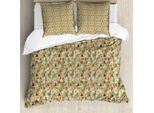 Abakuhaus Set Copripiumino Astratto A Triangoli Per Letti Singoli, Righe Nostalgiche, Antiacaro, Adatto A Chi Soffre Di Allergie, Con Federa, 200 Cm X 200 Cm - 80 X 80 Cm, Beige Multicolore