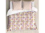 Abakuhaus Set Copripiumino Per Letto Singolo, Fiori Estivi E Ramoscelli, Antiacaro, Adatto A Chi Soffre Di Allergie, Con Federa, 155 Cm X 220 Cm - 80 X 80 Cm, Multicolore