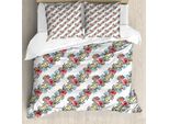 Abakuhaus Set Copripiumino Per Letti Singoli, Composizione Floreale Estiva, Antiacaro, Adatto A Chi Soffre Di Allergie, Con Federa, 200 Cm X 200 Cm - 80 X 80 Cm, Multicolore