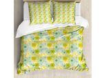 Abakuhaus Set Copripiumino Per Letto Singolo, Motivo Floreale Botanico, Antiacaro, Adatto A Chi Soffre Di Allergie, Con Federa, 200 Cm X 200 Cm - 80 X 80 Cm, Fern Green Earth Giallo