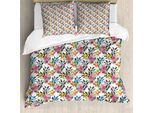 Abakuhaus Set Copripiumino Per Letti Singoli, Narcisi Tropicali Colorati, Antiacaro, Adatto A Chi Soffre Di Allergie, Con Federa, 155 Cm X 220 Cm - 80 X 80 Cm, Multicolore